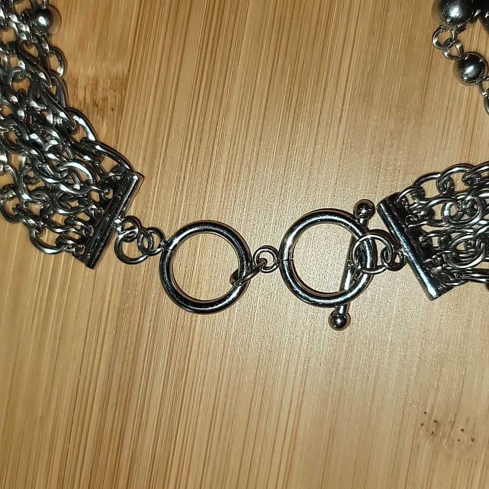 Statement Multi-Strand Silver Necklace - image 5